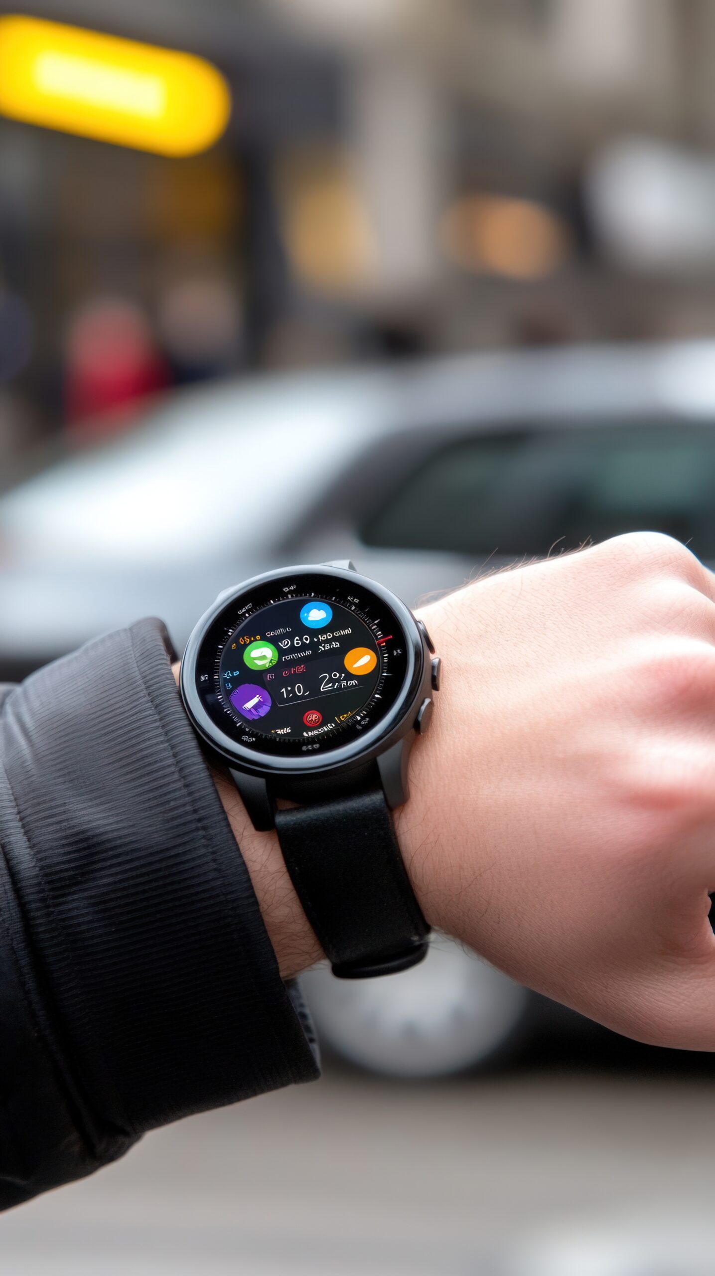 smartwatch on wrist technology innovation and mobile connection